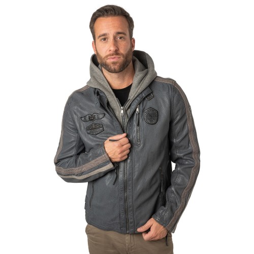 Męska skórzana kurtka Mauritius jasnoniebieska MMAlecso