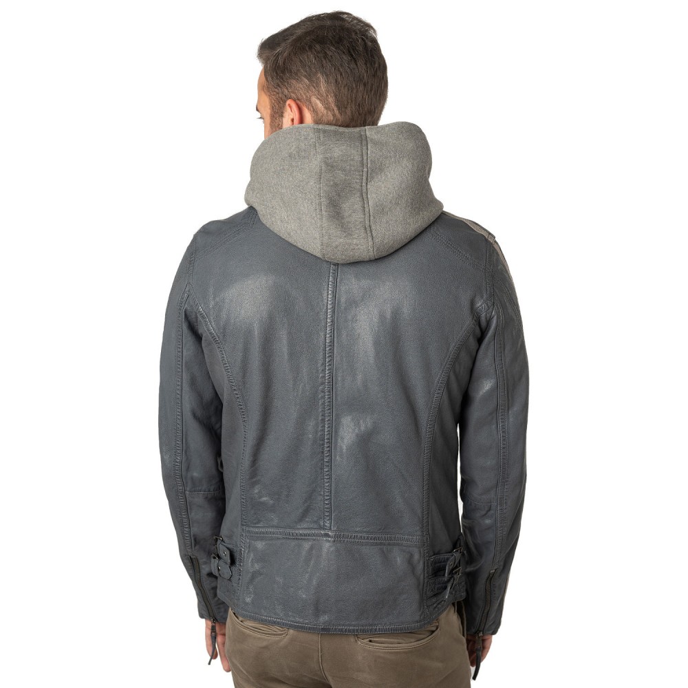 Męska skórzana kurtka Mauritius jasnoniebieska MMAlecso