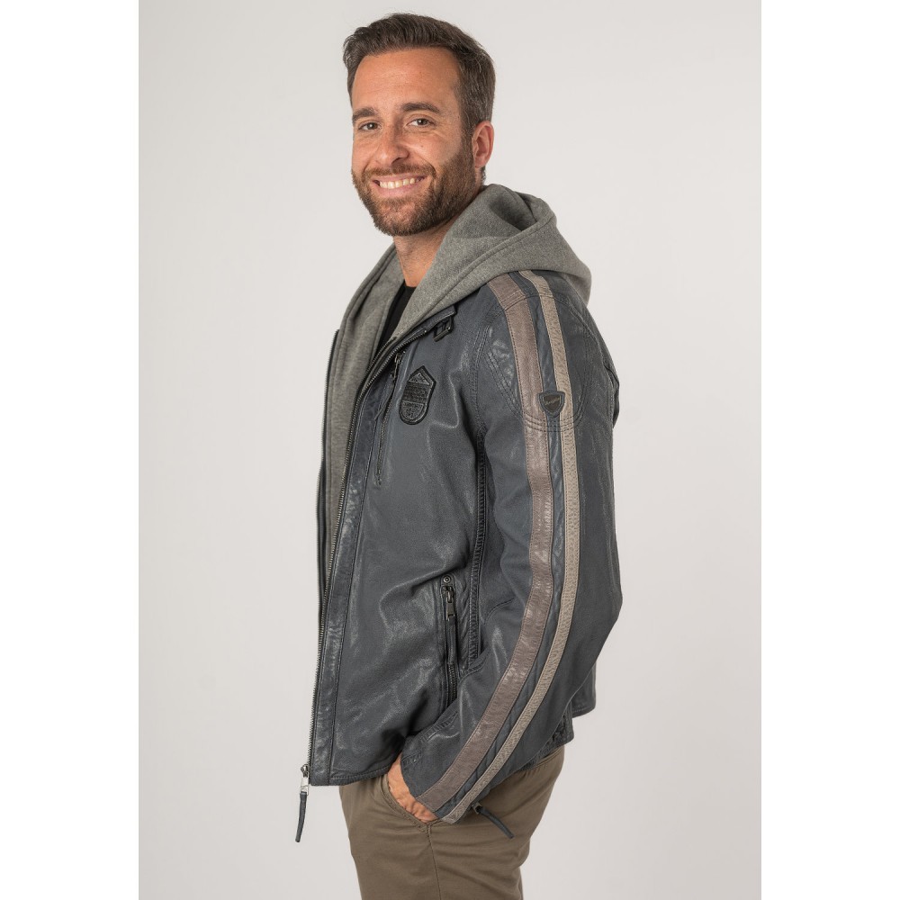 Męska skórzana kurtka Mauritius jasnoniebieska MMAlecso - readytowear