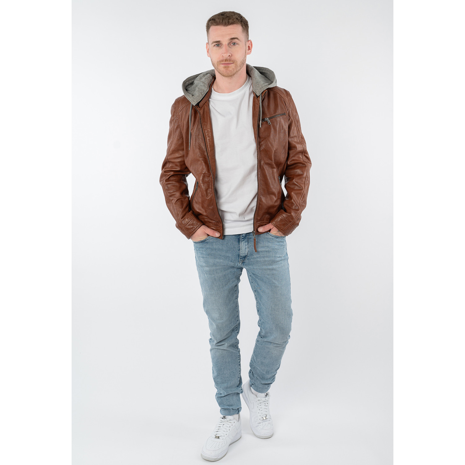 Męska skórzana kurtka Mauritius Ciemny koniak MMBarlo
