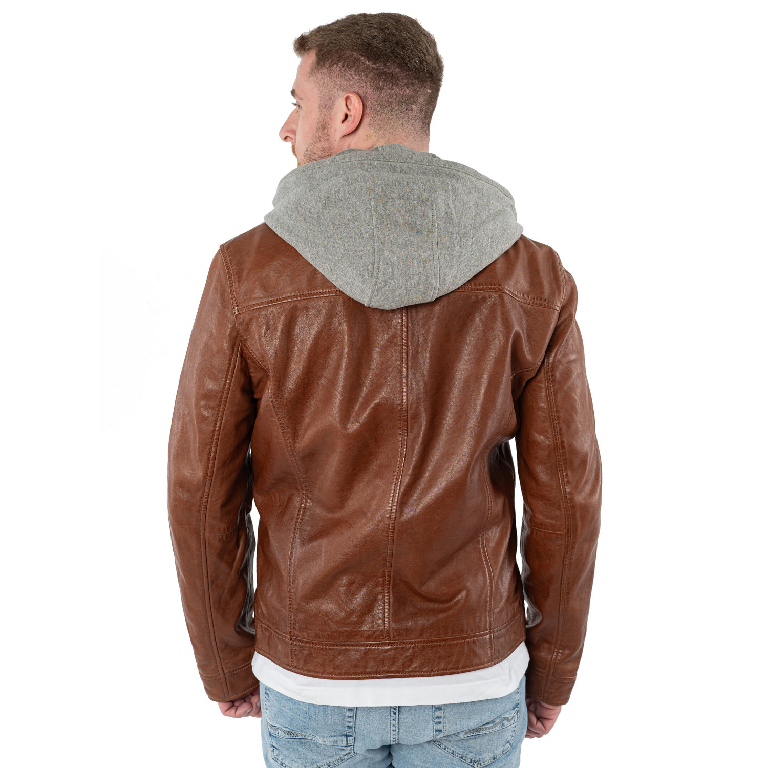 Męska skórzana kurtka Mauritius Ciemny koniak MMBarlo