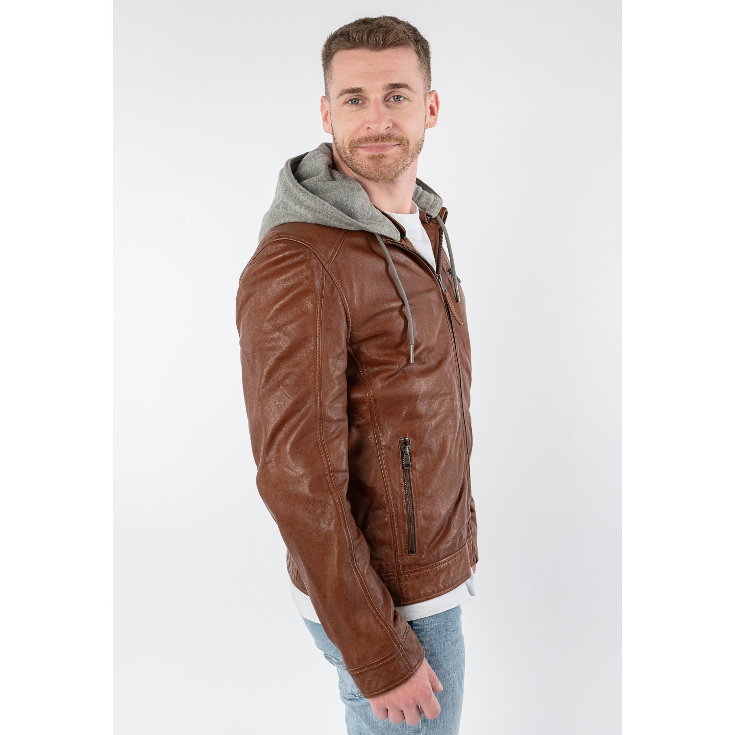 Męska skórzana kurtka Mauritius Ciemny koniak MMBarlo