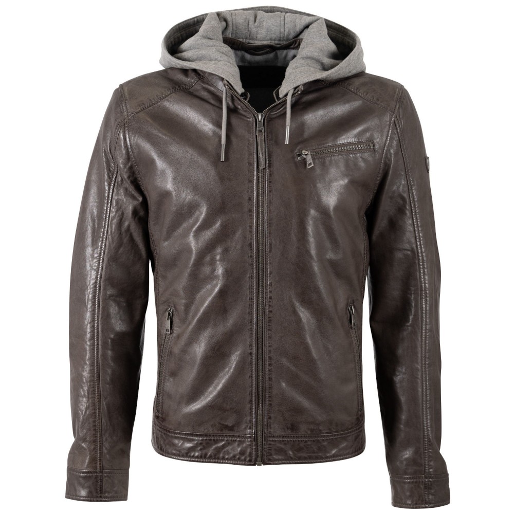 Męska skórzana kurtka Mauritius Ciemnobrązowa MMBarlo