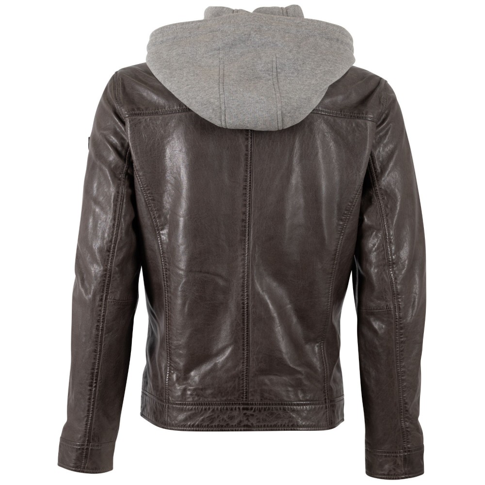 Męska skórzana kurtka Mauritius Ciemnobrązowa MMBarlo