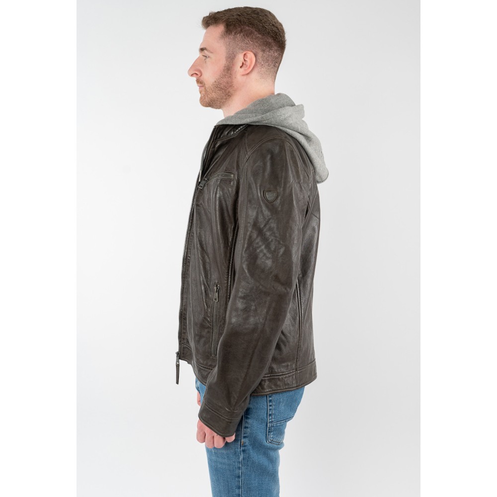 Męska skórzana kurtka Mauritius Ciemnobrązowa MMBarlo