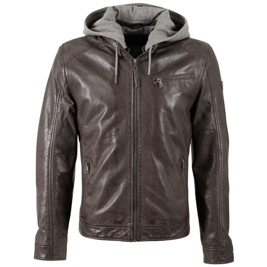 Męska skórzana kurtka Mauritius Ciemnobrązowa MMBarlo