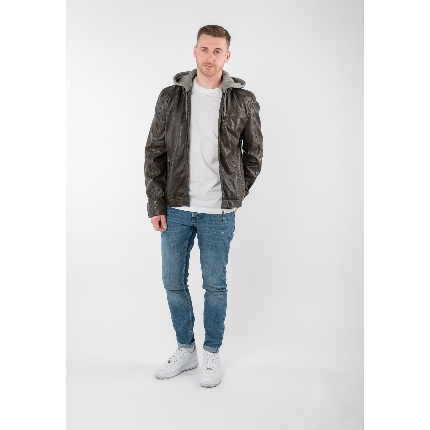 Męska skórzana kurtka Mauritius Ciemnobrązowa MMBarlo – Kurtki skórzane