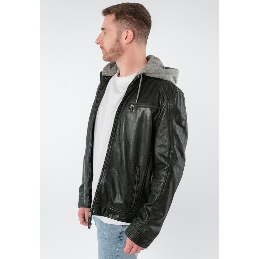 Męska skórzana kurtka Mauritius Ciemnozielona MMBarlo - readytowear