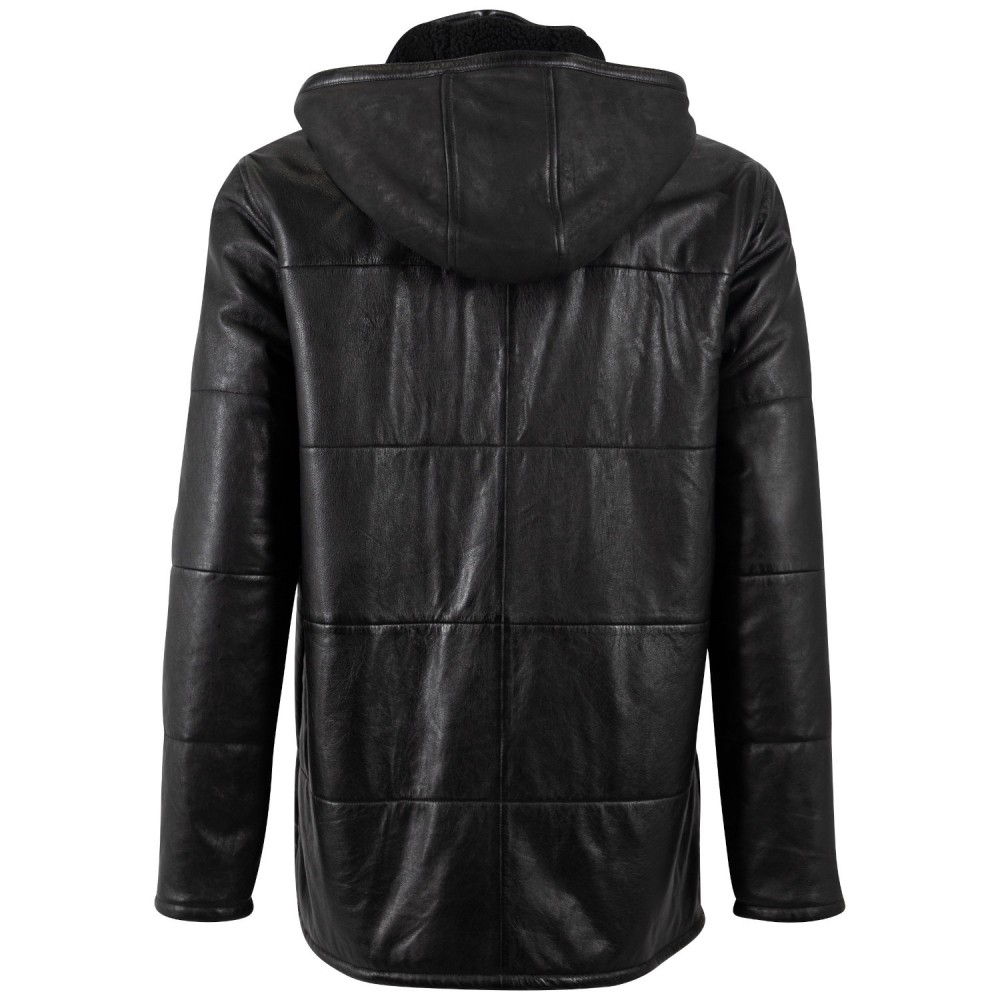 Męska długa zimowa kurtka skórzana Mauritius Ciemny antracyt MMBelous - readytowear