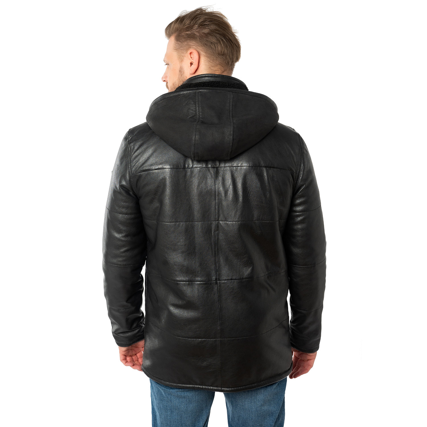 Męska długa zimowa kurtka skórzana Mauritius Ciemny antracyt MMBelous – BLACK FRIDAY