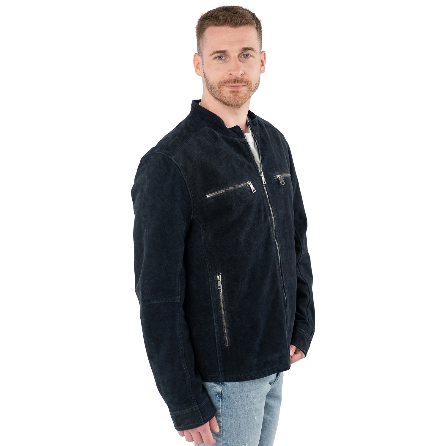 Męska skórzana kurtka Mauritius granatowa MMBerat