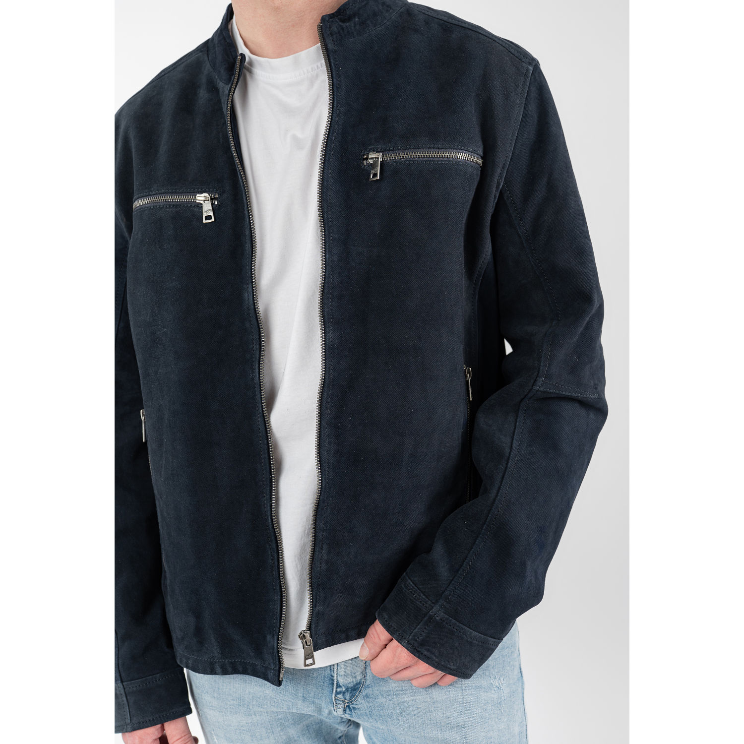 Męska skórzana kurtka Mauritius granatowa MMBerat