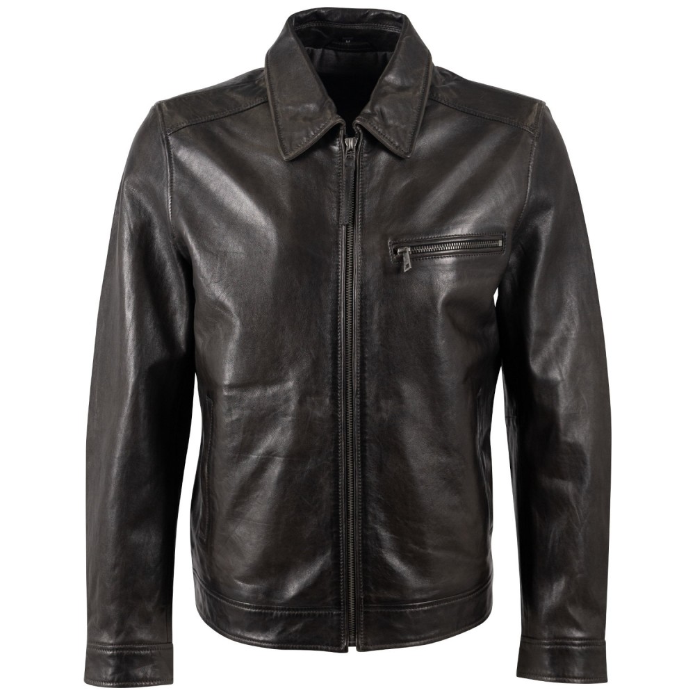 Męska skórzana kurtka Mauritius Ciemny antracyt MMBerink - readytowear