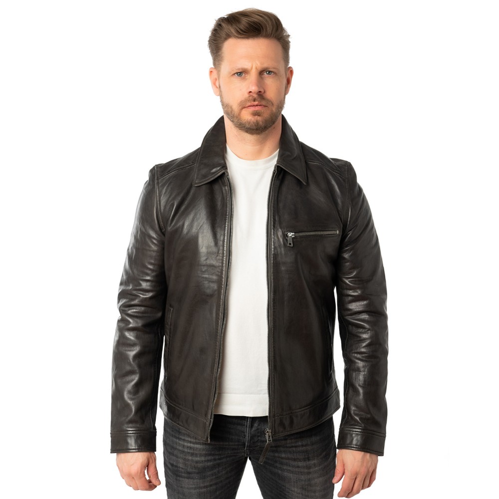 Męska skórzana kurtka Mauritius Ciemny antracyt MMBerink