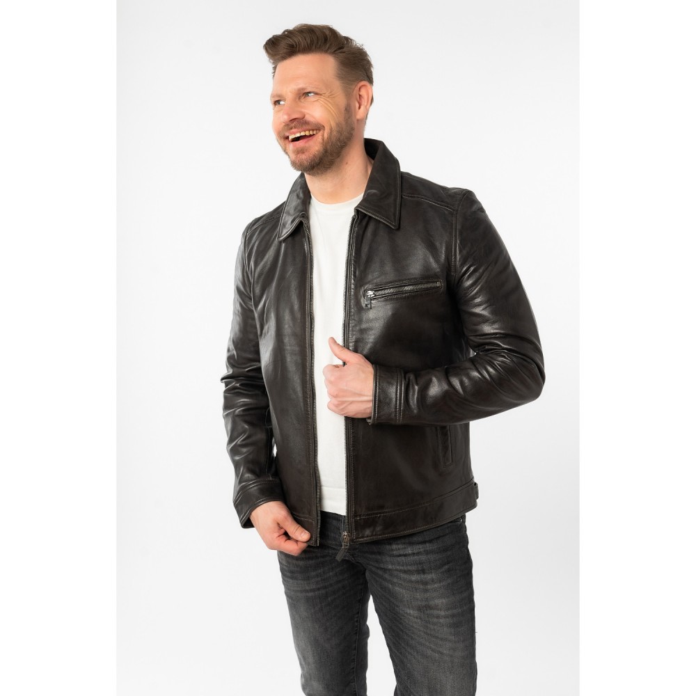 Męska skórzana kurtka Mauritius Ciemny antracyt MMBerink - readytowear