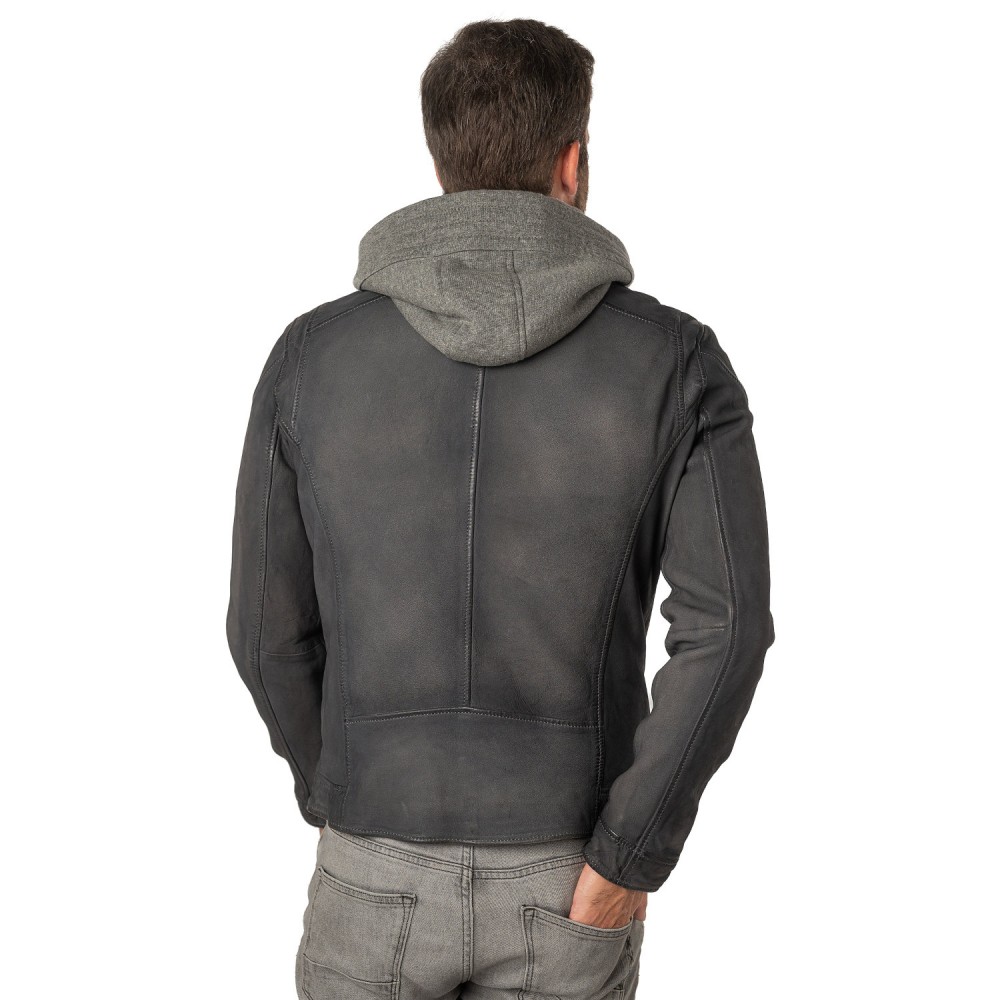 Męska skórzana kurtka Mauritius Niebiesko-szara MMBero