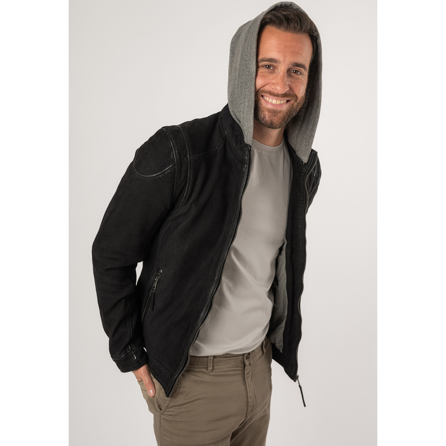 Męska skórzana kurtka Mauritius Czarna MMBero – Kurtki skórzane