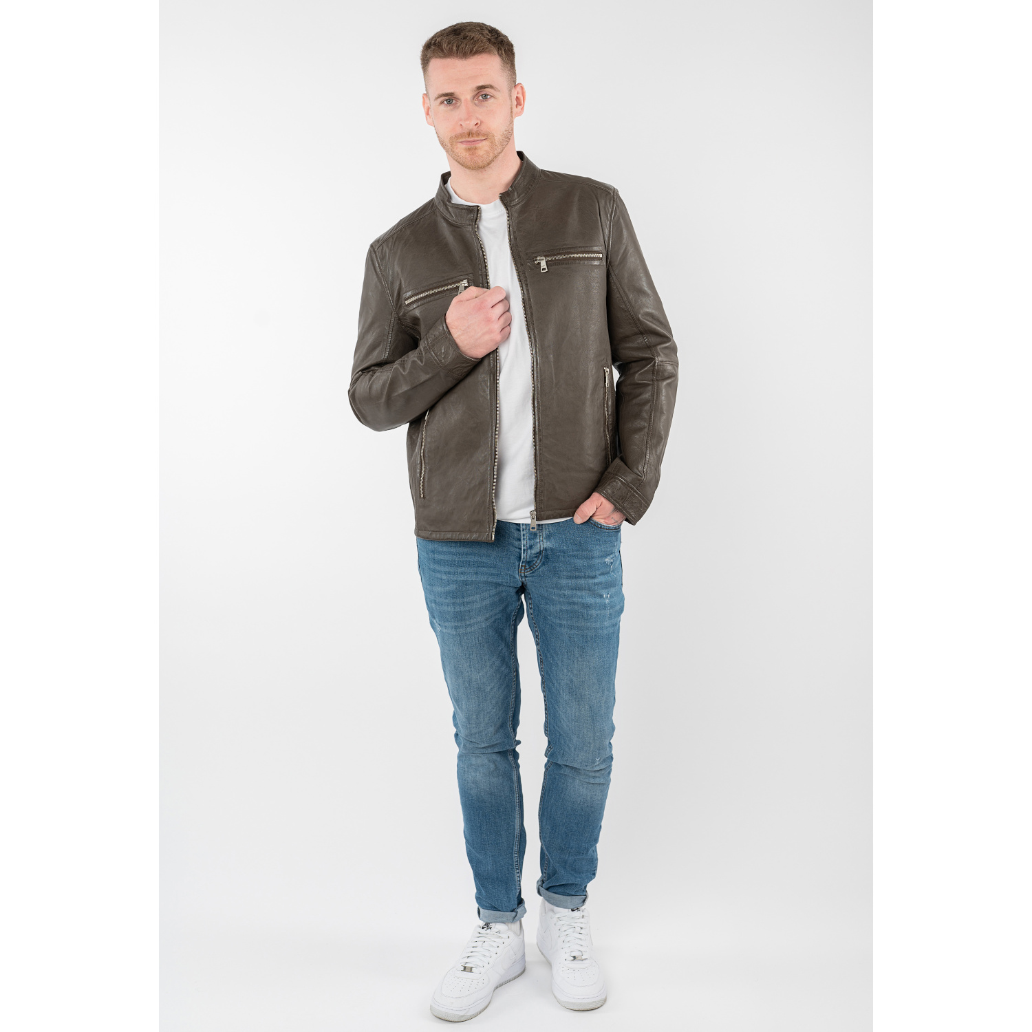 Męska skórzana kurtka Mauritius Ciemnobrązowa MMBounto – Kurtki skórzane