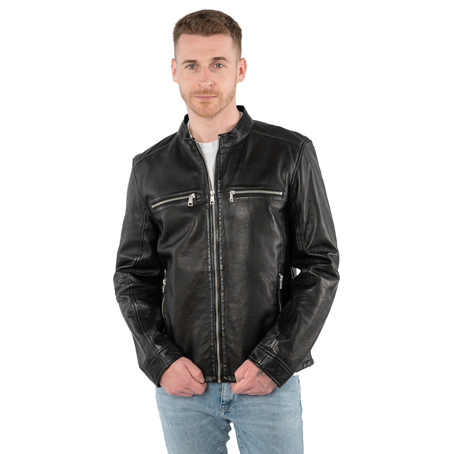Męska skórzana kurtka Mauritius Czarna MMBounto – Kurtki skórzane