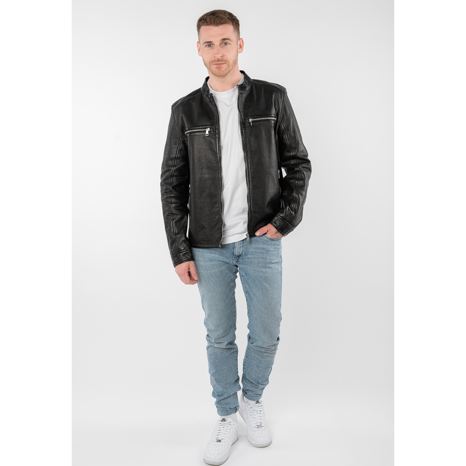 Męska skórzana kurtka Mauritius Czarna MMBounto – Kurtki skórzane