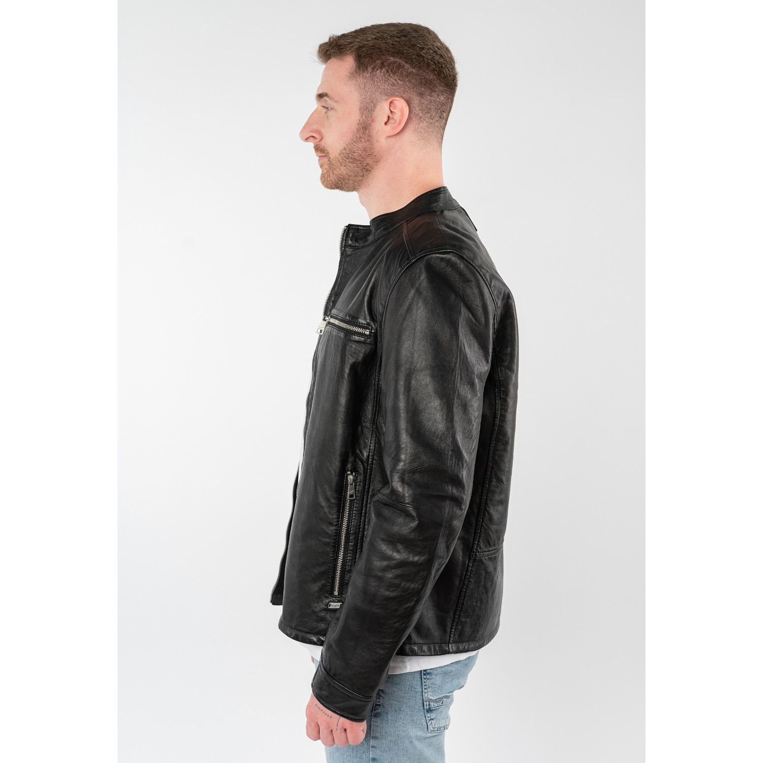 Męska skórzana kurtka Mauritius Czarna MMBounto – Kurtki skórzane