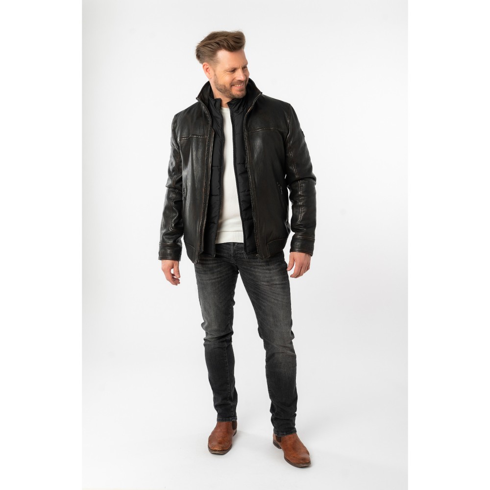 Kurtka skórzana męska 2 w 1 Mauritius Vintage Black MMBromu
