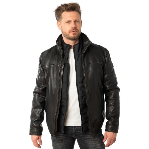 Kurtka skórzana męska 2 w 1 Mauritius Vintage Black MMBromu