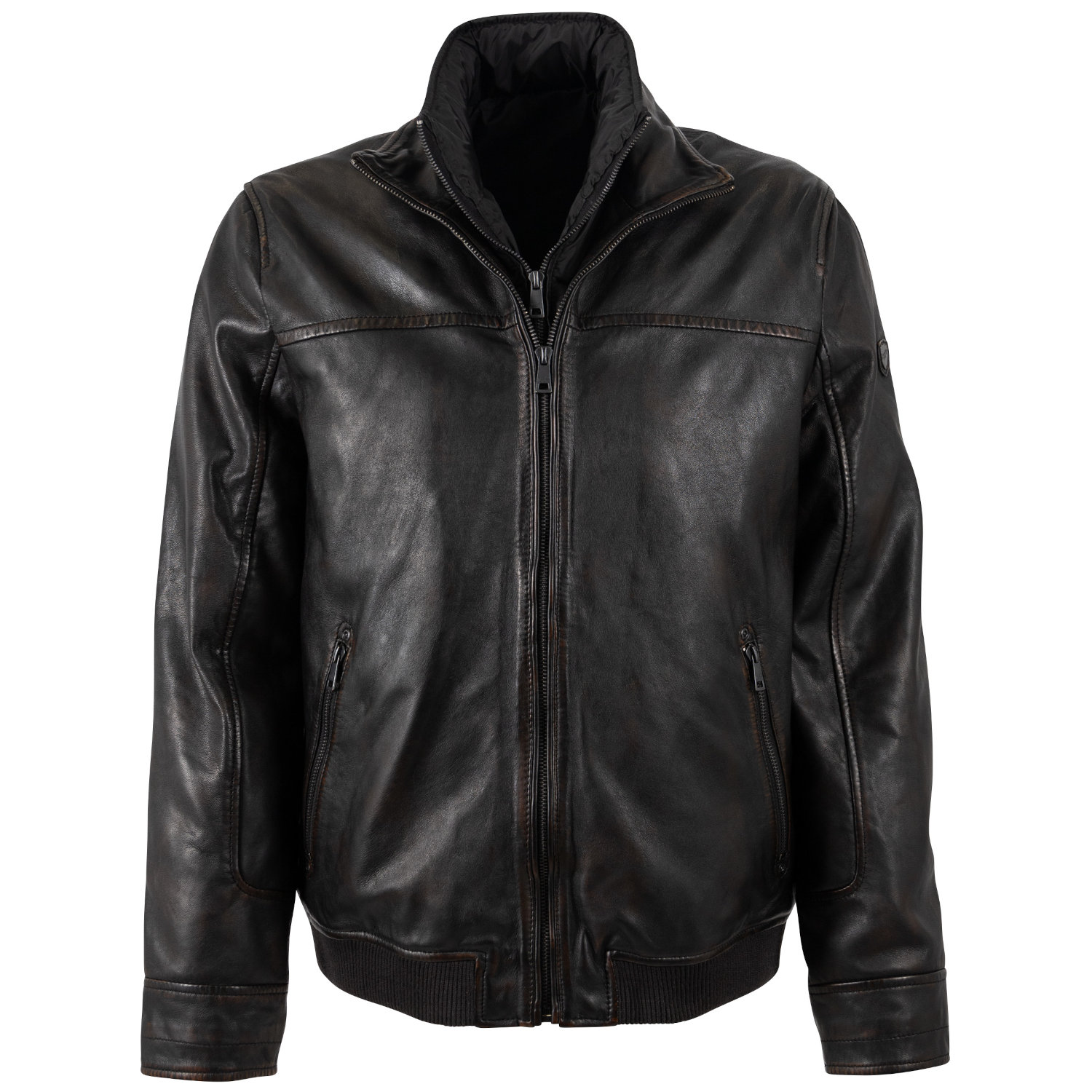 Kurtka skórzana męska 2 w 1 Mauritius Vintage Black MMBromu – Kurtki skórzane
