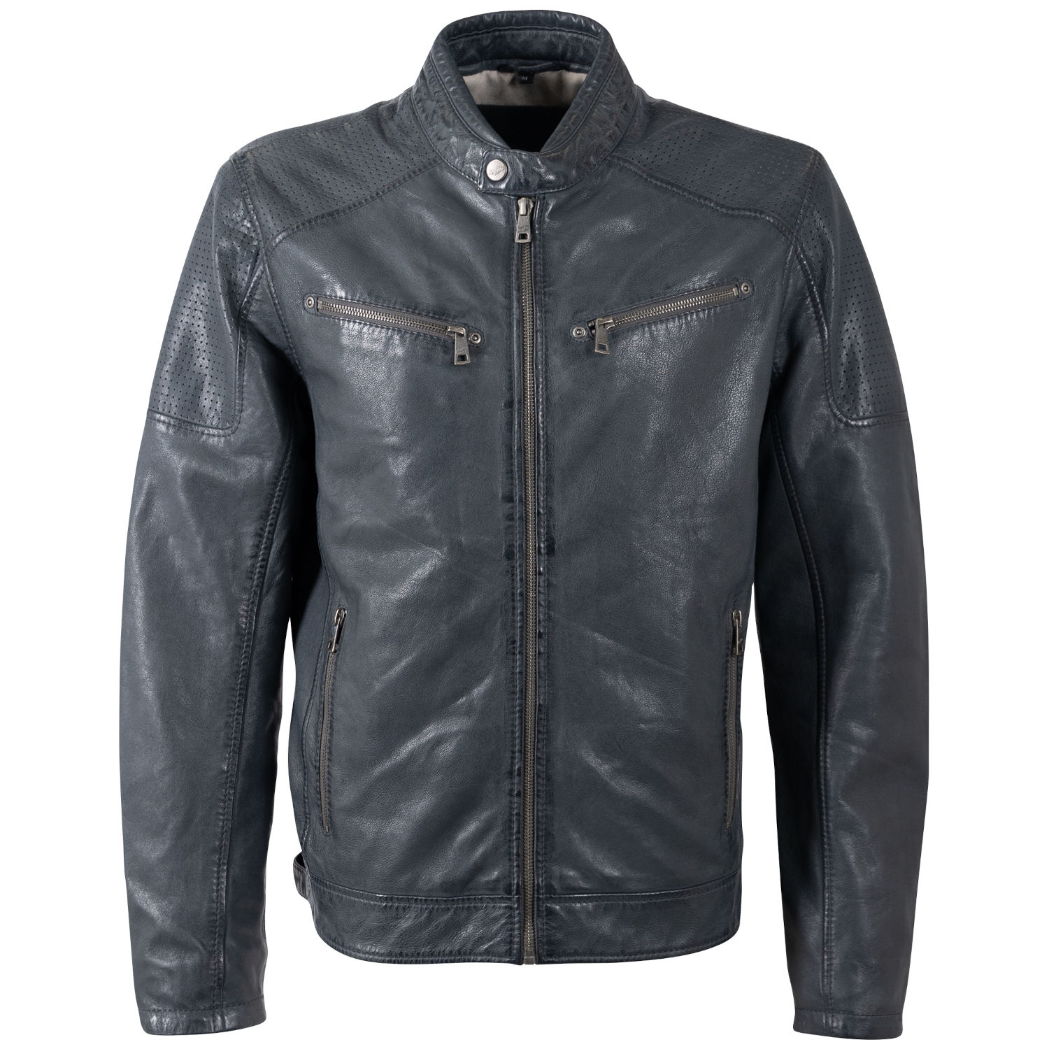 Męska skórzana kurtka Mauritius ciemnoniebieska MMBroum