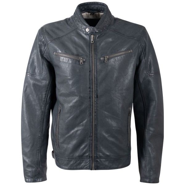 Męska skórzana kurtka Mauritius ciemnoniebieska MMBroum