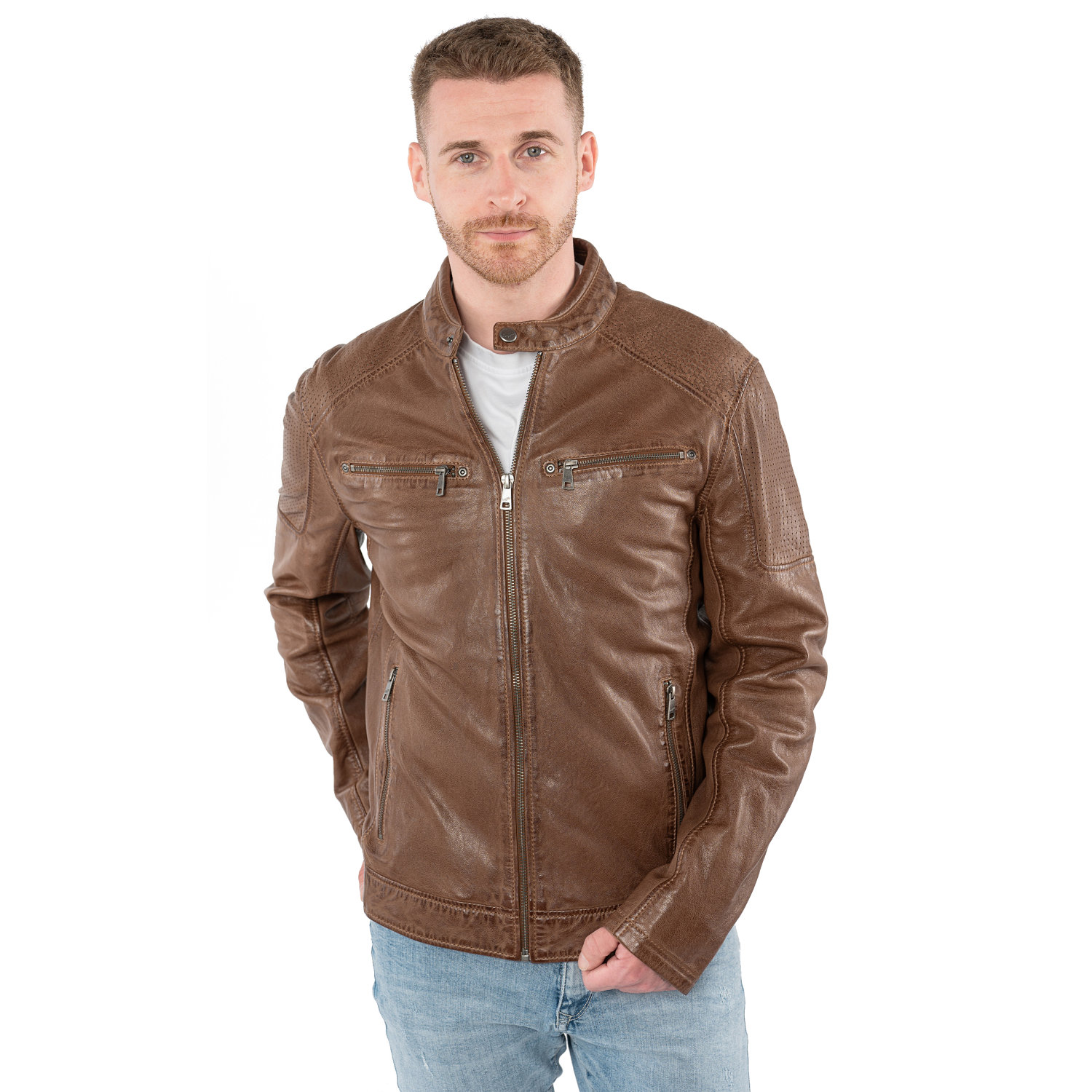 Męska skórzana kurtka Mauritius Cognac MMBroum