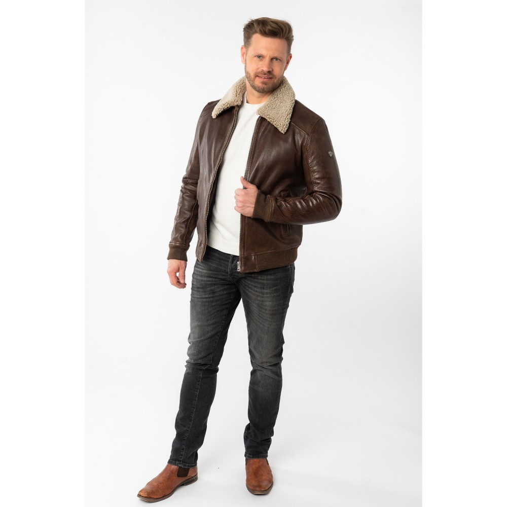 Męska skórzana kurtka Mauritius brązowa MMBrovig - readytowear