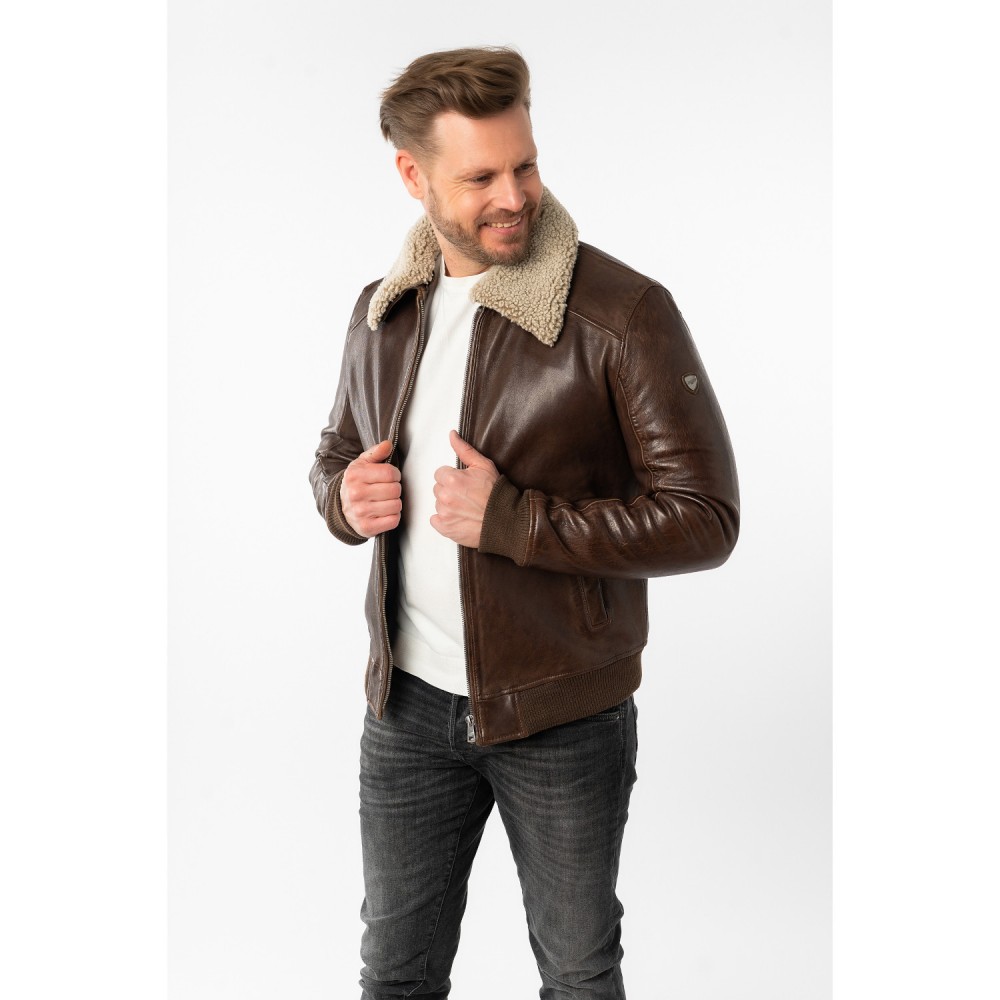 Męska skórzana kurtka Mauritius brązowa MMBrovig - readytowear