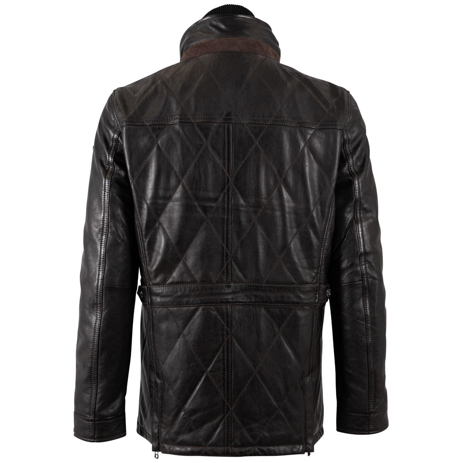 Męska długa skórzana kurtka Mauritius Ciemnobrązowa MMCassimo – Kurtki skórzane