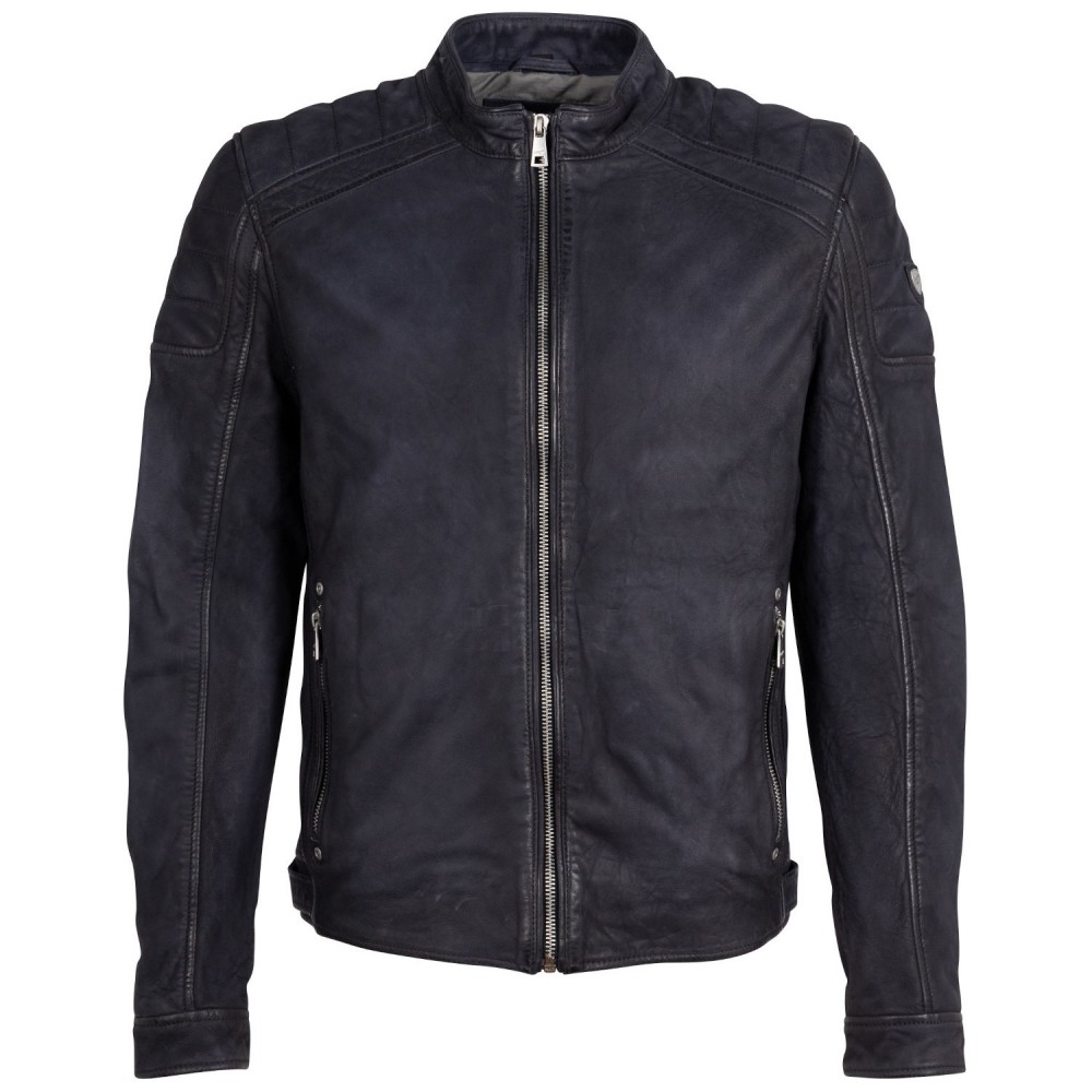 Męska skórzana kurtka Mauritius ciemnoniebieska MMCayo - readytowear