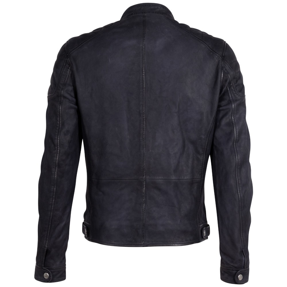 Męska skórzana kurtka Mauritius ciemnoniebieska MMCayo - readytowear