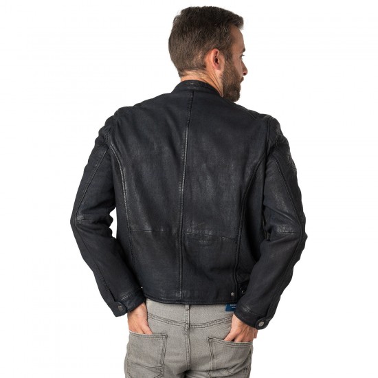 Męska skórzana kurtka Mauritius ciemnoniebieska MMCayo