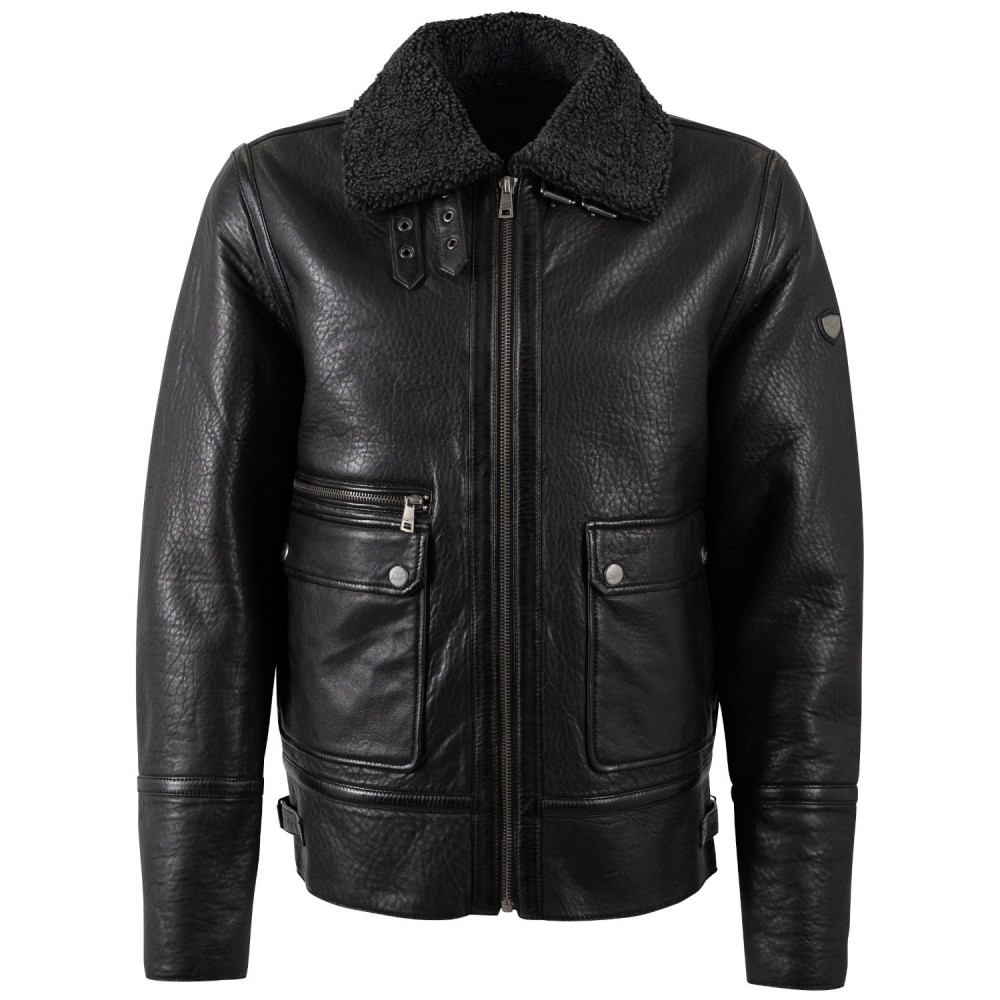 Męska skórzana kurtka Mauritius Czarna MMCeylor - readytowear