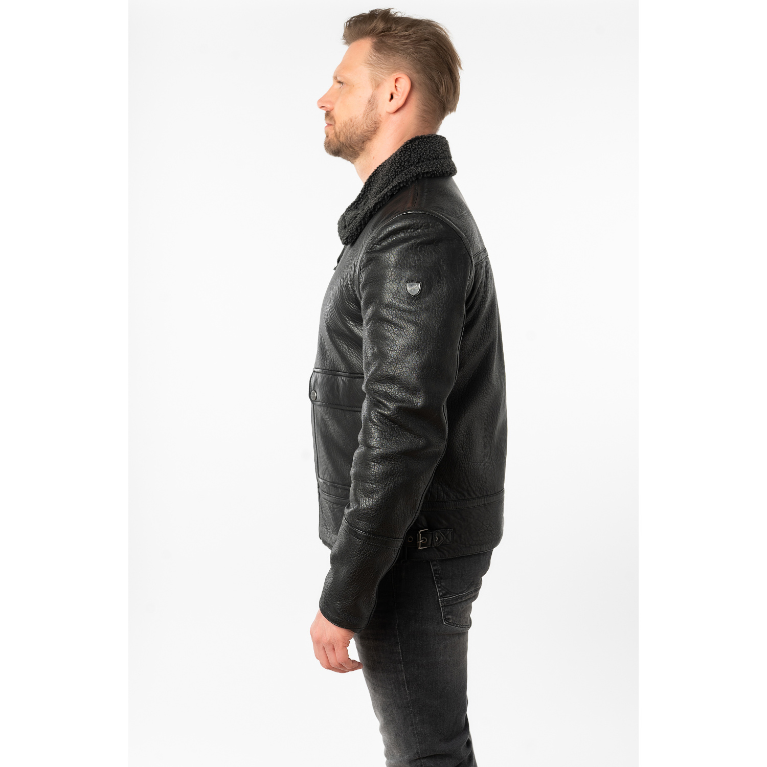 Męska skórzana kurtka Mauritius Czarna MMCeylor – stoc