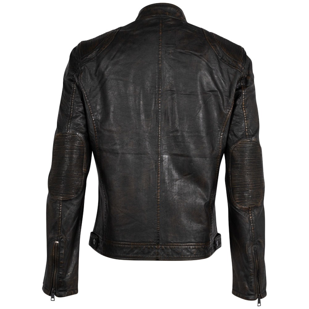 Męska skórzana kurtka Mauritius czarno-beżowa MMMChesney - readytowear