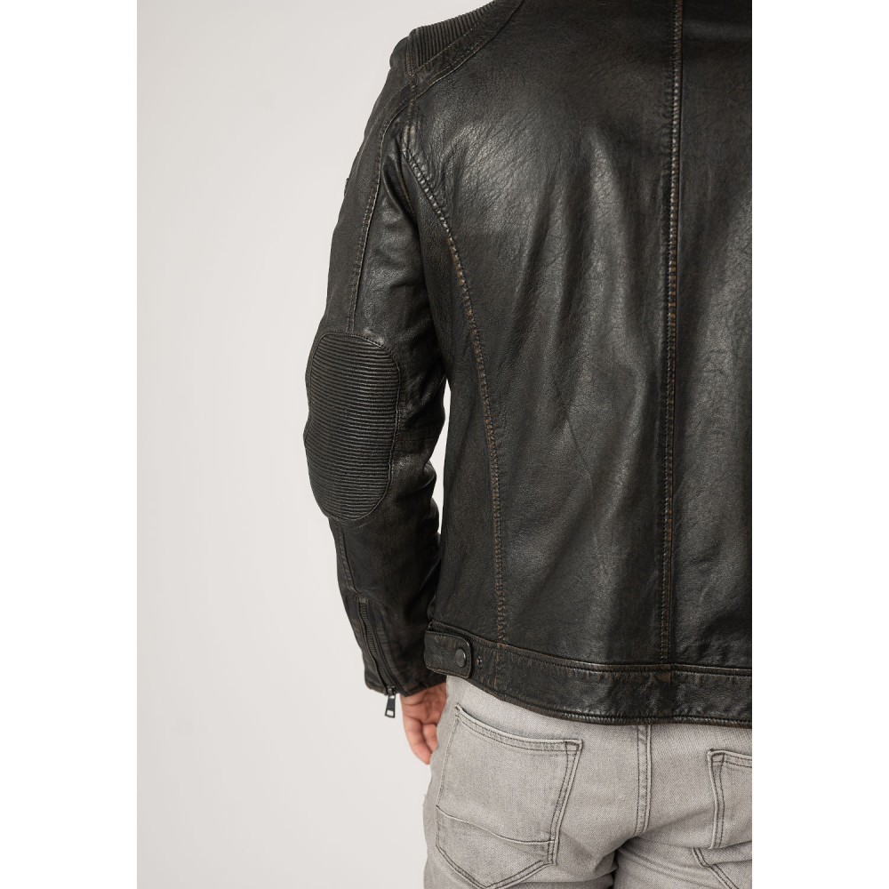 Męska skórzana kurtka Mauritius czarno-beżowa MMMChesney - readytowear