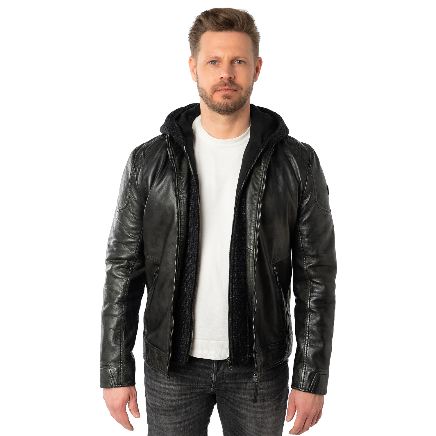 Męska skórzana kurtka Mauritius Ciemny antracyt MMCholly – BLACK FRIDAY