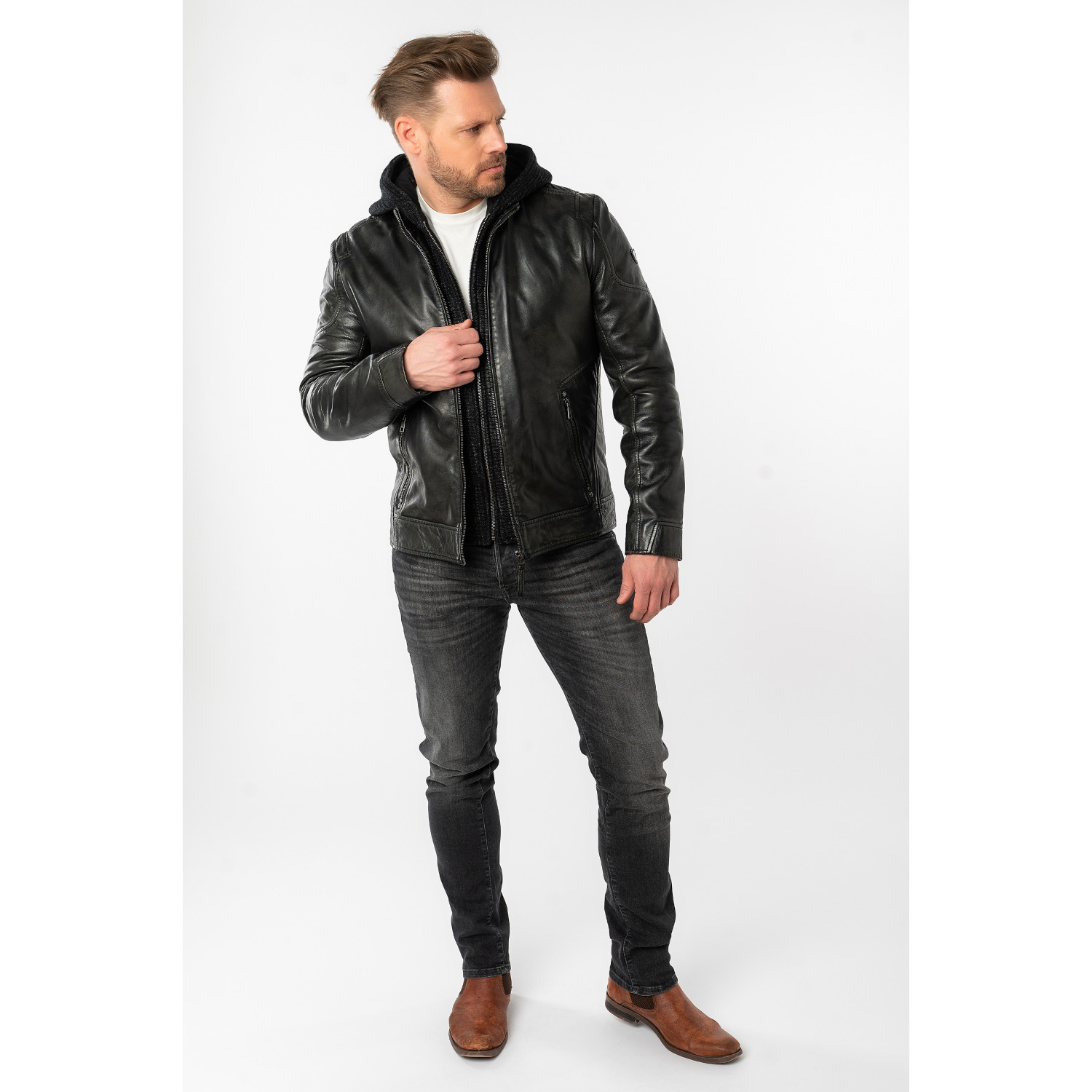 Męska skórzana kurtka Mauritius Ciemny antracyt MMCholly – BLACK FRIDAY