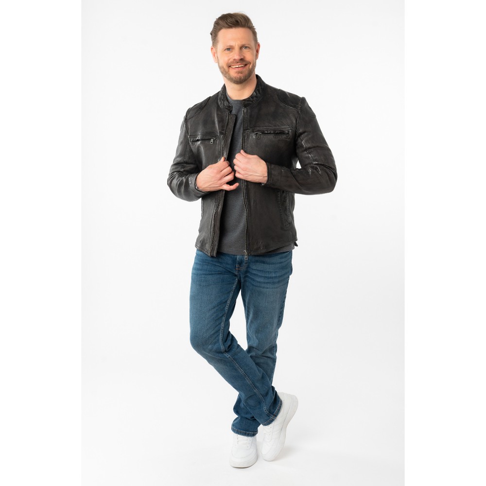 Męska skórzana kurtka Mauritius Ciemny antracyt MMChopa - readytowear