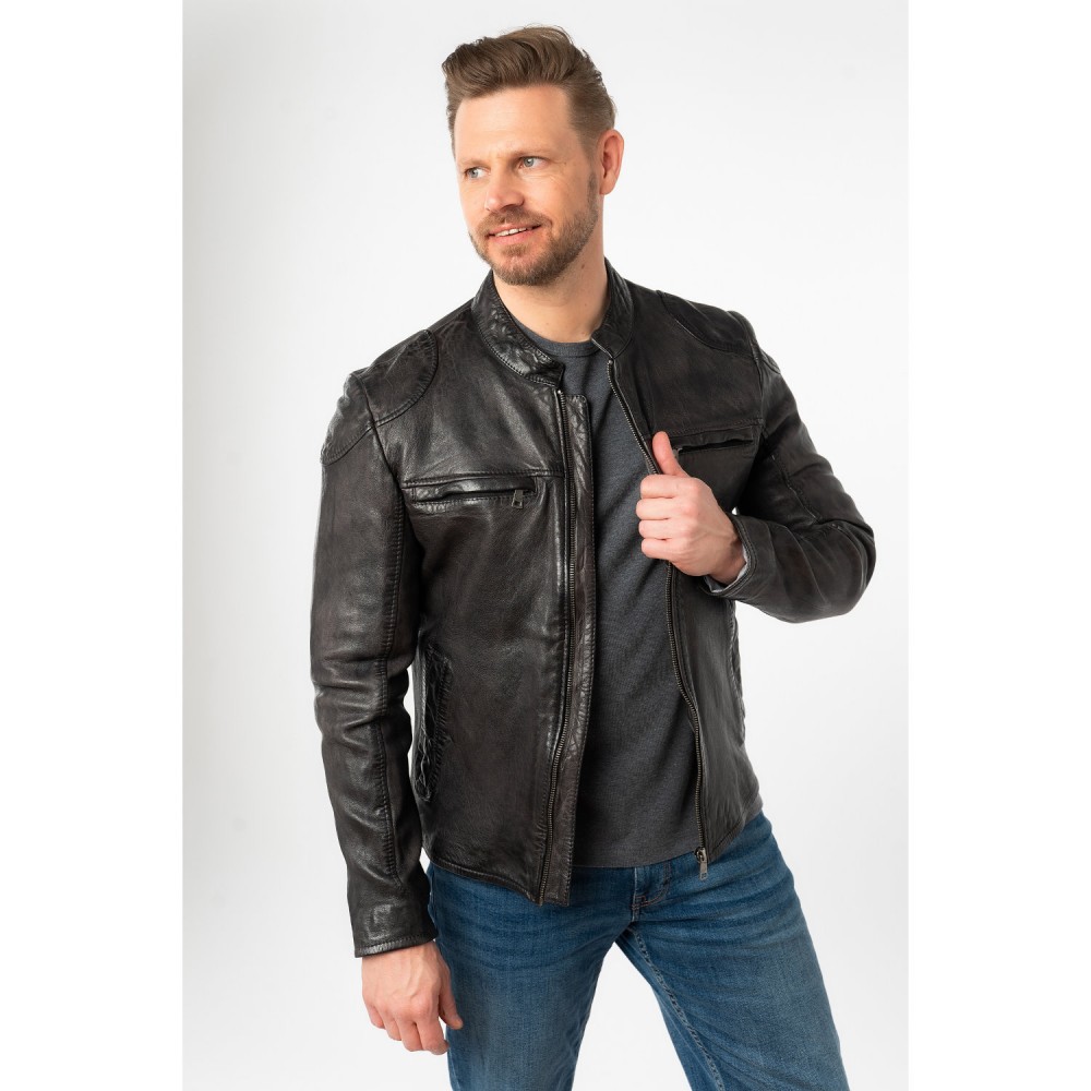 Męska skórzana kurtka Mauritius Ciemny antracyt MMChopa - readytowear