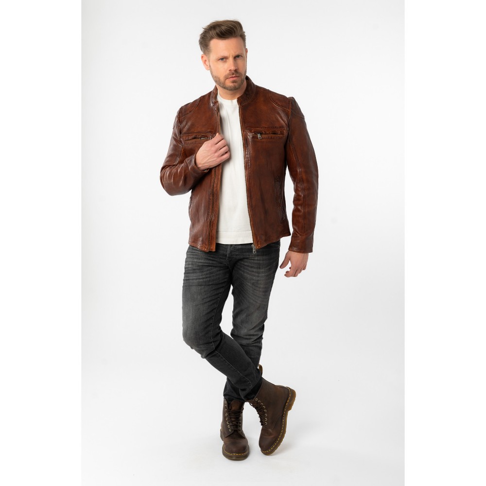 Męska skórzana kurtka Mauritius Whiskey MMChopa - readytowear