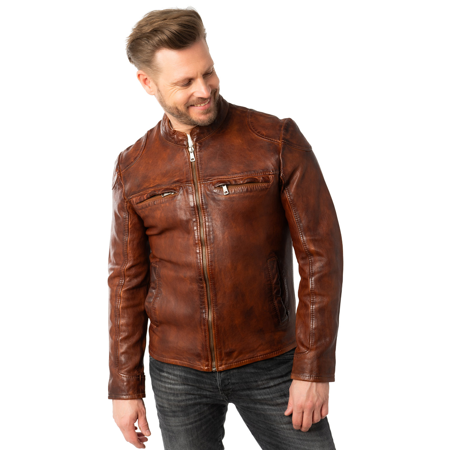 Męska skórzana kurtka Mauritius Whiskey MMChopa – Kurtki skórzane