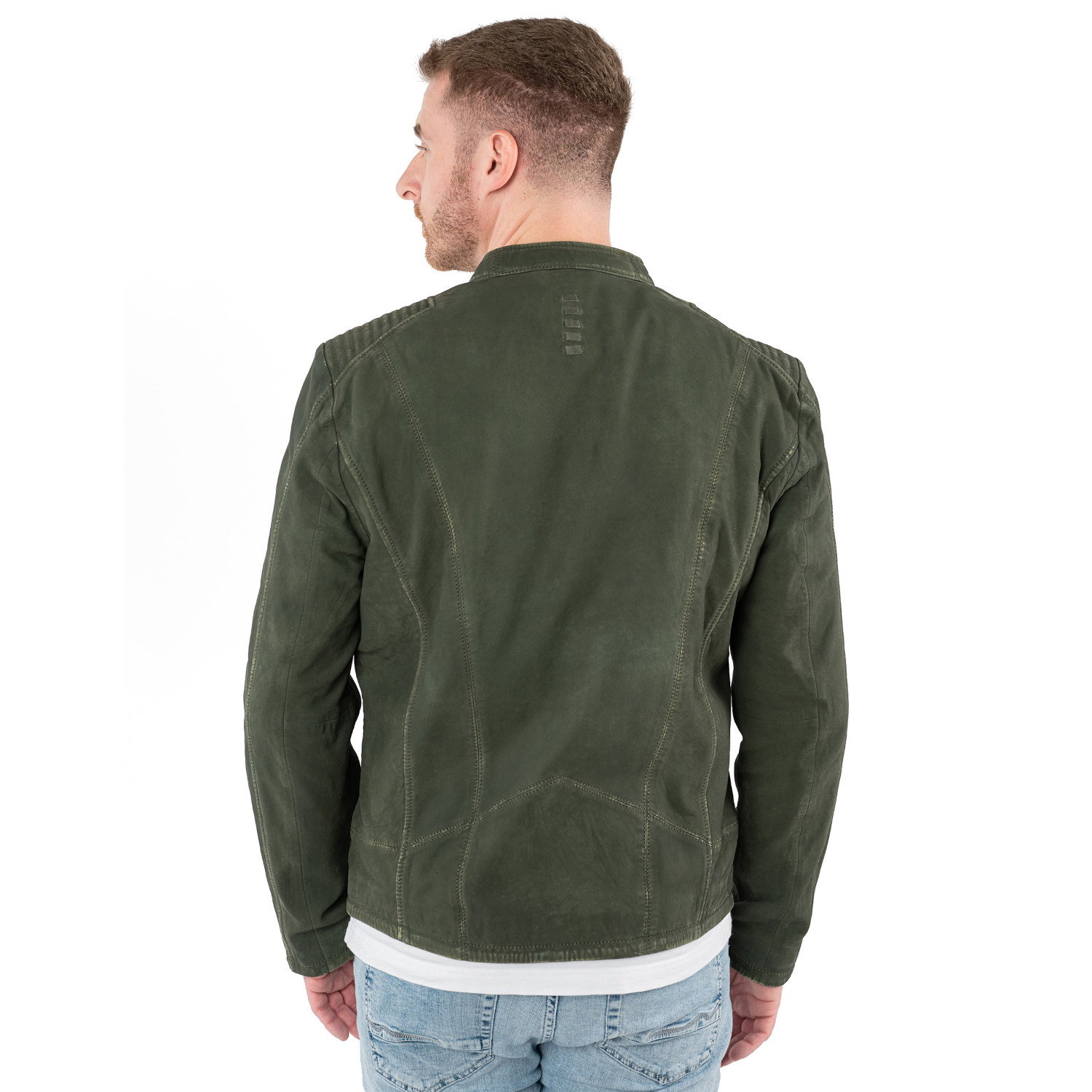 Męska skórzana kurtka Mauritius Oliwkowa MMCiran