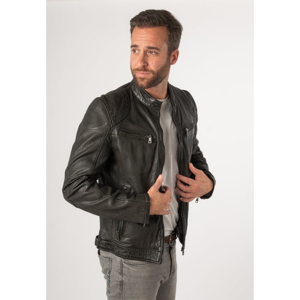 Męska skórzana kurtka Mauritius ciemnoszara MMCollins - readytowear