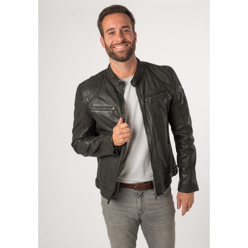 Męska skórzana kurtka Mauritius ciemnoszara MMCollins - readytowear